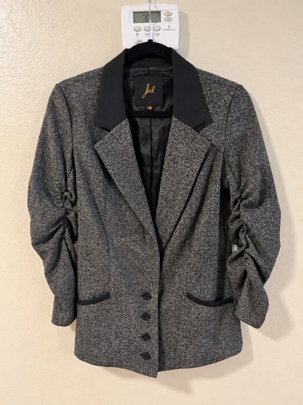 JACK Vintage Gray Tweed Ruched Jacket